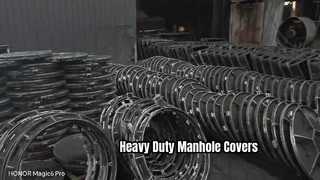 Actual footage of municipal manhole cover mass production